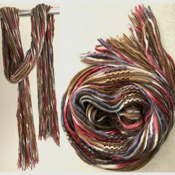 Accessories - Fringe Scarf, Made with Thick-n-Thin Roving Fiber, Multicolor